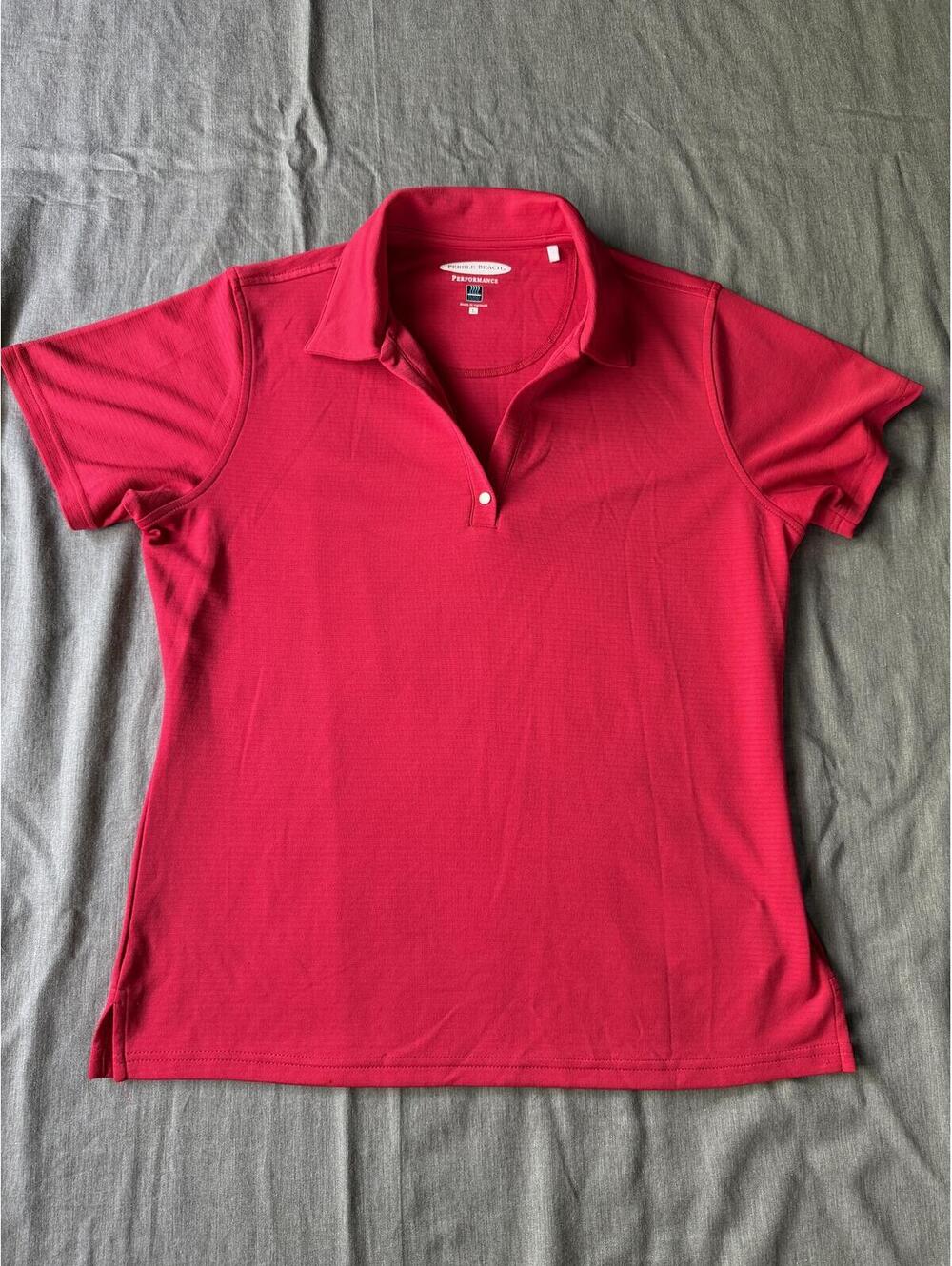 Pebble Beach Performance Polo Womens Size Large Red V Neck